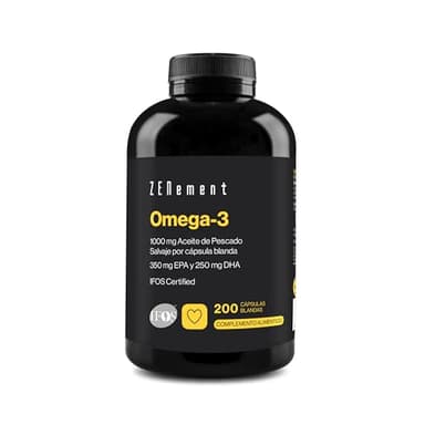 Omega 3 IFOS - 2000 mg (EPA 700 mg + DHA 500 mg) por dosis diaria (2 cápsulas blandas) - Mantiene niveles normales de triglicéridos - Con Vitamina E Natural con acción antioxidante - Zenement