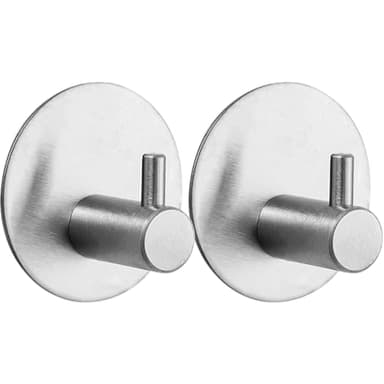 Drenky Colgadores Adhesivos Resistentes 2 Piezas, Ganchos Adhesivos Para Pared Sin Taladro Colgador Adhesivo Acero Inoxidable 304 Perchas Adhesivas Con Almohadillas Adhesivas Para Cocina Y Baño Plata