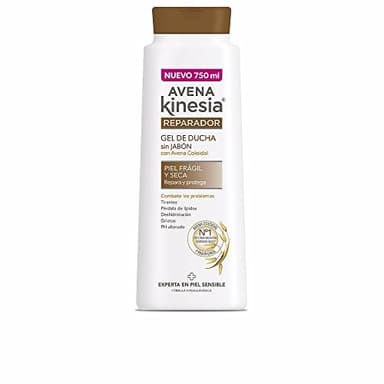Avena Kinesia Gel de Baño Reparador. Gel de ducha nutritivo con avena coloidal, 750ml, El embalaje puede variar