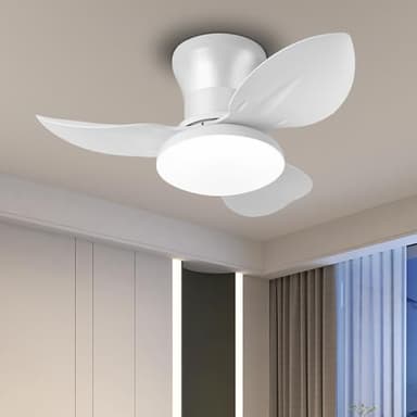 EKDADL 65CM 3 Aspas Ventilador de Techo con Luz y Mando DC Reversible Lampara Ventilador Techo Silencioso 6 Velocidades APP Inteligente Dormitorio,Salon
