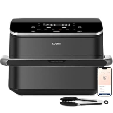 Cosori Freidora de Aire Grande-True Acero Inox-4 Resistencias Dual Blaze TwinFry 10 L-Flexible Doble Cesta Air Fryer 2800 W- Smart WIFI Control– 66 % Eficiencia Energética-6 en 1-Máx 10 Personas