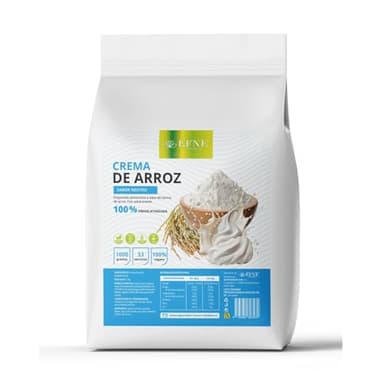 EFNE Crema de Arroz Pregelatinizada en Polvo 1kg | Sabor Neutro Fuente de Carbohidratos | Preparación Instantánea | Textura Fina y Cremosa | 30-40 Servicios | Alimentación Deportiva