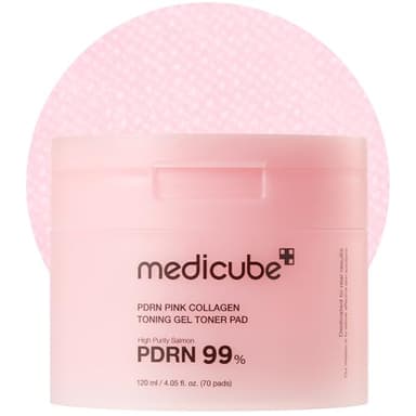 medicube Salmon DNA PDRN Pink Collagen Jelly Pad | Almohadillas de gel coreanas con niacinamida, madecassoside y retinol | Calmante, luminosidad y tono desigual | Cuidado de la piel coreano | 70Pads