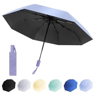 UKOFEW Paraguas Plegable Automatico, Sombrillas Soleado con Protección UV del 99%, Umbrella con 8 Varillas Reforzadas, Paraguas Antiviento Portátil para Hombres, Mujeres y Niños (Morado)