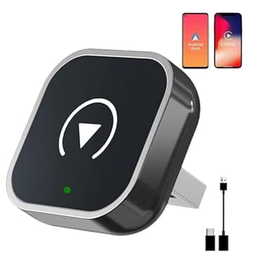 2 en 1 Adaptador CarPlay Inalámbrico, CarPlay Cableado a Inalámbrico Sin Esfuerzo, Para coches con CarPlay, Para iPhone iOS 10+ & Android Auto, Compacto y Estable Bluetooth Car Play Wireless Adapter