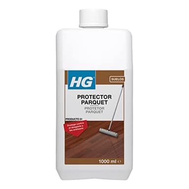 HG Protector de Suelos de Parquet, Abrillantador y Protector para Suelos de Parquet, Acabado Brillante, Limpiador de Suelos Antideslizante y Restaurador de Brillo, Sella y Protege - 1 Litro