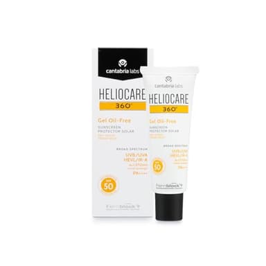 Cantabria Labs Heliocare 360º Gel Oil-free SPF 50. - Crema Solar Facial, Fotoprotector Avanzado, Ligero, Pieles Grasas, Tendencia Acneica, Acabado Mate Y Tacto Seco, Sin Color, Fresh, 50 Mililitro