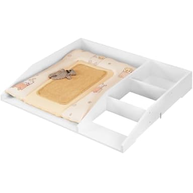 WOLTU Tapa Cambiador para Comoda, Mueble Cambiador Bebé, con Estantes de Almacenamiento, Madera, Adaptable a Cómoda, Lavadora o Armario, 80x74,5x13,5 cm