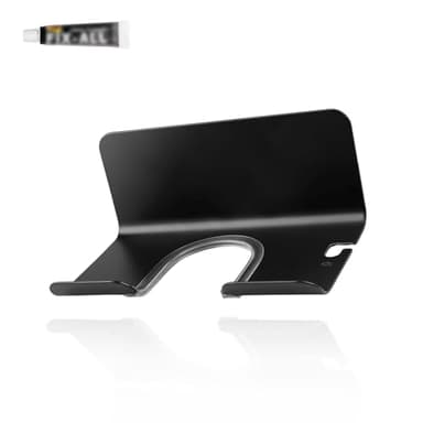 PHMING Soporte Secador de Pelo Autoadhesivo, Boca en Forma de U, Soporte para Secador de Pelo con Tira Adhesiva, Puede Almacenar Enchufes Eéctricos, para Paredes Lisas (Negro)