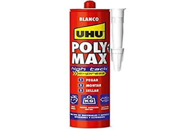 UHU Poly Max High Tack Express, Sellador y Adhesivo de Montaje Extrafuerte, Blanco-425g