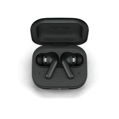 Motorola Moto Buds Plus, Auriculares Inalámbricos, Reducción de Ruido Activa, Auriculares Bluetooth, Sonido Espacializado Dolby Atmos, Autonomía hasta 38h, Carga Inalámbrica