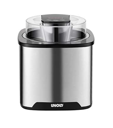 Unold 48855 Heladera Gelato - Heladera 1,5 L, 12 W, Helado, Pantalla LCD, Temporizador Digital, Libre de BPA, Vegano, Libre de lactosa y con Stevia.