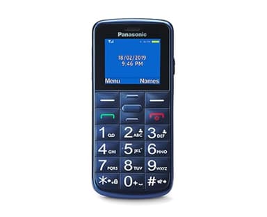 Panasonic KX-TU110EXC - Teléfono Móvil Para Personas Mayores, 1.77 Pulgadas (160 x 128), Pantalla y Teclas Grances, Botón SOS, Resistente a Golpes, Linterna, Batería 22h, Azul, 11,4 x 5,1 x 1,3 cm