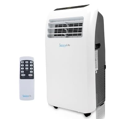 SereneLife Aire Acondicionado Portátil, con Mando a Distancia, 9.000 BTU, Móvil, Calefactor, Silencioso, Deshumidificador, Ventilador, Kit Escape Ventana, Ideal para Todo el año