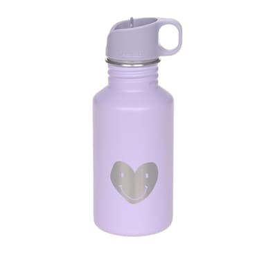 LÄSSIG biberón botella de acero inoxidable sin BPA 500ml niños guardería jardín de infancia a prueba de fugas con tapa deportiva para beber/Bottle Stainless Steel Little Gang Heart lilac