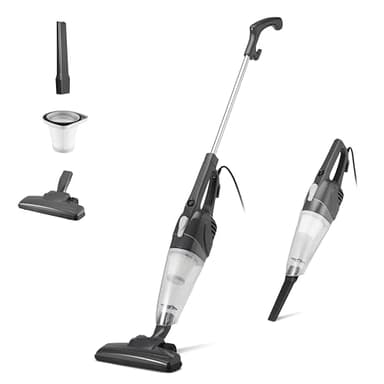 Amazon Basics Aspirador de barra, dispositivo 2 en 1 con cable, motor ECO, filtro HEPA, bajo peso, Negro