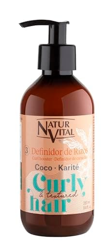 NaturVital Definidor de Rizos Curly Booster para cabello Rizado, Ondulado o Texturizado, crema con Coco y Karité Sin Siliconas ni Parabenos - 280ml