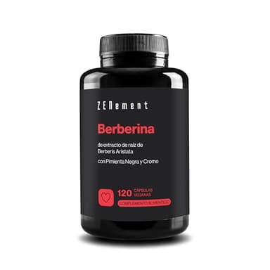 Berberina, 120 Cápsulas Veganas | con Pimienta Negra y Cromo para una mejor absorción | Extracto concentrado de Berberis Aristata | 500 mg | Sin Gluten, Sin GMO | Zenement