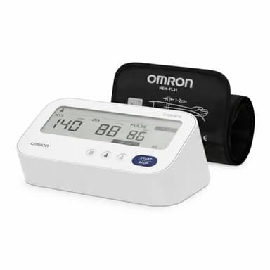OMRON M3 Comfort AFib – Tensiómetro automático de brazo con detección de fibrilación auricular + funda IntelliWrap, medición de 3 vías, 2 memorias, perfecto para el hogar y la prevención