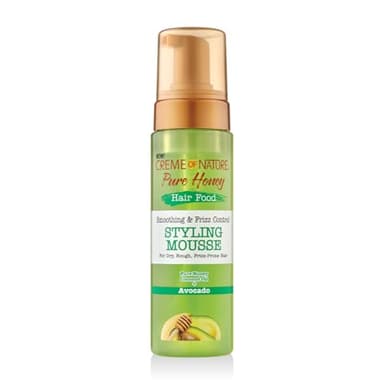 Creme of Nature, Pure Honey Hair Food Avocado, Espuma para peinar con aceite de aguacate y miel, define los rizos y reduce el encrespamiento, para cabello rizado y encrespado, 207ml