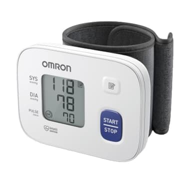 OMRON RS1 Monitor automático de presión arterial de muñeca para uso doméstico o en movimiento: máquina de presión arterial clínicamente validada con manguito preformado de 13,5 a 21,5 cm