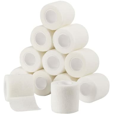 Sagafly 12 Rollos Venda Cohesiva Venda Cinta Bendaje Adhesiva 5cm x 4,5m Vendaje Autoadhesivo Deportiva Tape Cohesivo Vendas para Primeros Auxilios Deportes (Blanco)