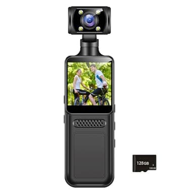 Cámara de vídeo de mano 4K con estabilizador y pantalla LCD, lente giratoria de 180° para deportes al aire libre, grabadora de acción de equitación