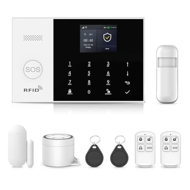 XNH 4G/WiFi Alarma doméstica inalámbrica, 8 Unidades WiFi para el hogar, Sistema de Alarma con aplicación, Sirena de 120 dB, Sensor de Puerta y Ventana, Detector de Movimiento, Control Remoto