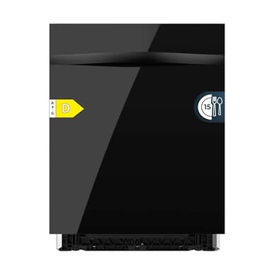 Cecotec Lavavajillas Integrable 60cm Bolero Aguazero 6320 Full-BI Black Glass D. 1900W, 15 Cubiertos, 8 Programas, Pantalla FullColor, Smart Wash, Turbo Dry+, AutoClean, Dual Zone Wash