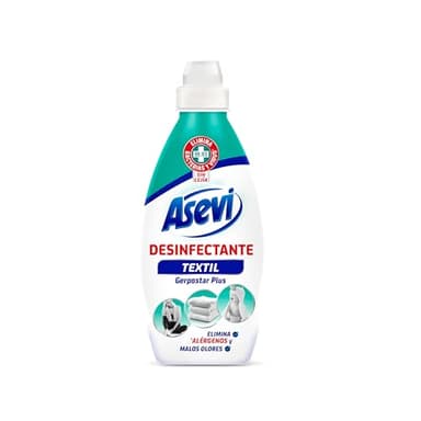 Asevi Desinfectante Textil - Limpiador Textil - Limpia y Desinfecta - Elimina Gérmenes, Bacterias y Ácaros - Elimina Malos Olores -Sin Lejía - Aroma Fresco y Limpio - Envase de 720 ml