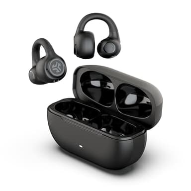 JLab Flex Auriculares de Oído Abierto - Inalámbricos, Diseño con Clip, 21H de Reproducción, Bluetooth Multipunto, Micrófono MEMS, App Personalizable, Negro