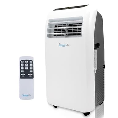 SereneLife Aire Acondicionado Portátil, 12.000 BTU, Móvil, Silencioso, Deshumidificador, Ventilador, Kit Escape Ventana, Mando a distancia, Ideal para Casa y Oficina