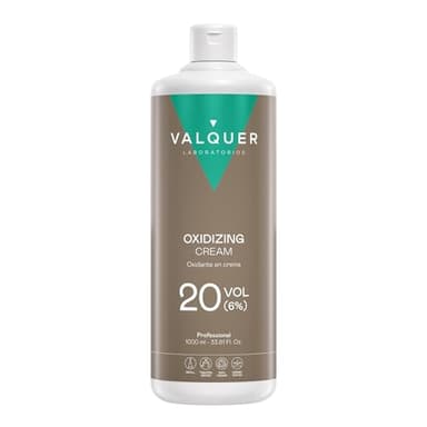 VALQUER Agua Oxigenada en Crema Estabilizada 20 Volúmenes 6% | Oxidante para Coloración Capilar Permanente y Decoloración | Vegano con Ingredientes de Origen Natural | Profesional | 1 L