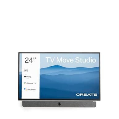 CREATE / TV Move Studio/Televisor Smart TV 24' portátil/con batería hasta 3h, Pantalla antirreflejos, Control por Voz, Alta definición, Dolby Audio, Bluetooth 5.1, Google TV