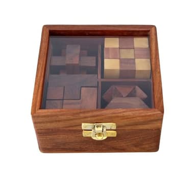 Ajuny Set de Juegos de Rompecabezas de Madera - Desafiantes 3D para Adolescentes y Adultos con Caja de Almacenamiento Decorativa para Pruebas de IQ, Juegos Artesanales como Regalos