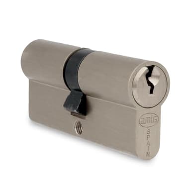 Amig - Cilindro de seguridad - Cerradura para puertas -Leva de 15mm- Incluye 3 llaves - Plateado Mate - Medidas: 54 (27-27 mm)