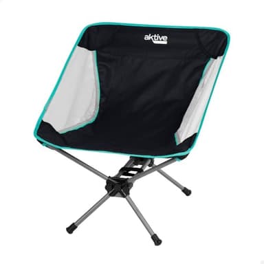 AKTIVE Silla de Camping Plegable, Muy compacta, De Acero y poliéster, Máx.110 kg, 58x36x66 cm, Cómoda y Resistente, Antideslizante, con Bolsa Transporte, Multiuso, Duradera, Sillas Exterior (63047)