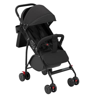 Cochecito ligero y compacto, de 0 meses a 4 años, capacidad de carga máxima de 25 kg, cochecito plegable, respaldo inclinable, plegado automático en 1 paso, Canopy-C negro
