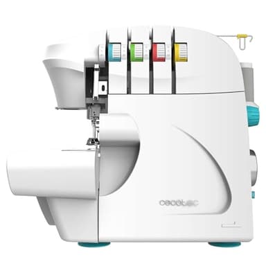 Cecotec Máquina de Coser, Remalladora BelleCouture OverLock, 1100 rpm de Velocidad, Presión de Prénsatelas Ajustable, Avance diferencial, Funciones de Puntada de 4 Hilos y Kit de Accesorios
