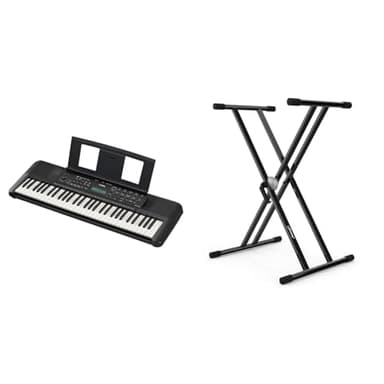 Yamaha PSR-E283 Teclado portátil para principiantes, con 410 voces de instrumentos & Audibax - Onyx 130 Soporte Piano - Estructura Tijera Doble - Anclajes Easy Lock