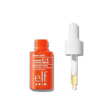 e.l.f. SKIN Bright Icon Vitamina C + E + Ferulic Serum Mini - Suero facial blanqueador y calmante, para una piel más uniforme, vegano y libre de crueldad animal, 15 ml