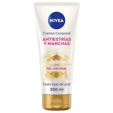 NIVEA Luminous 630 Crema corporal antiestrías y manchas (1 x 200 ml), crema Nivea antiestrías para un tono de piel uniforme, crema hidratante corporal con 48 h de hidratación