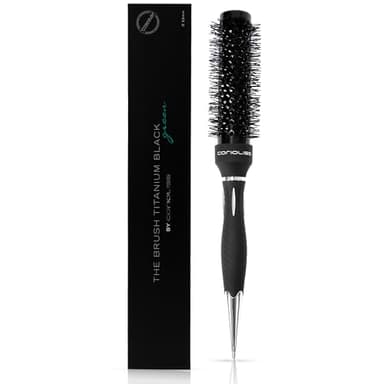 Corioliss Cepillo Redondo Pelo Profesional Ø33 mm, Mango Antideslizante con Separador, Perfecto para Secar, Alisar y Dar Volumen con Secador, Antiencrespamiento - Brush Titanium Black Green
