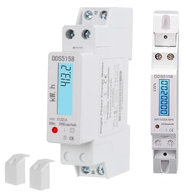 Jadeshay Medidor de Consumo Electrico 220V Medidor de Energía Eléctrica Monofásico 5(32) A, Contador Electrico Digital LCD Monitor de Uso de Electricidad, Medidor KWh con Luz de Fondo