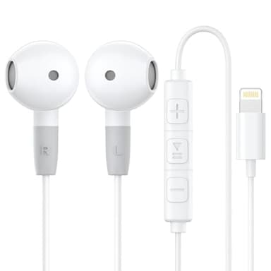 Auriculares para iPhone con cable, auriculares in-ear [certificado MFI], auriculares con cable con micrófono y auriculares estéreo HiFi para iPhone 14/13/12/11 Plus Pro Max/XR/XS/X/SE/8/7/Plus/iPad