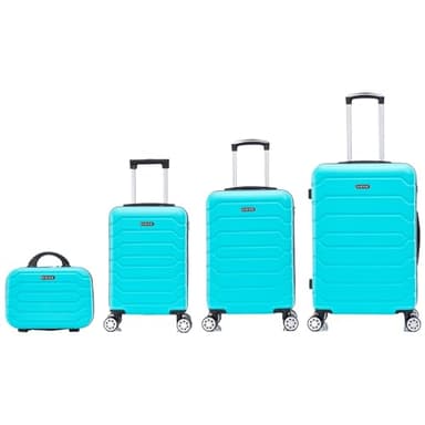 Mi Ko Mi Ka Conjunto de Maletas de Viaje Elegantes: Carcasa Ligera de ABS, Cerradura Numérica, 4 Ruedas Giratorias 360°, Asa Telescópica de Aluminio | Juego de 3 o 4 Maletas (8002, Azul Claro)