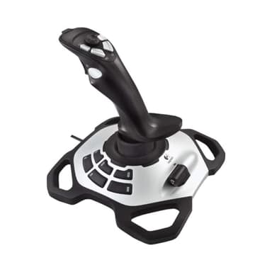 Logitech G Extreme 3D Pro Joystick, Control de Timón con Eje de Torsión, 12 Botones Programables, Selector de Vista 8 Vias, Base Sólida, Disparador de Acción Rápida, USB, PC, Color Negro/Plata