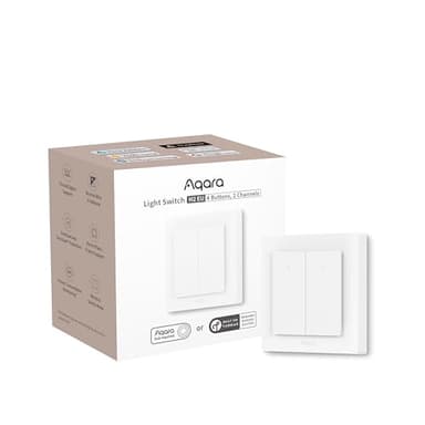 Aqara Interruptor de Luz Inteligente H2 UE (4 Elemento 2 Canales, 2 en 1 Neutro), Thread/Zigbee, Interruptor de Pared Inteligente con Matter over Thread, Compatible con Apple Home, Alexa, Google Home
