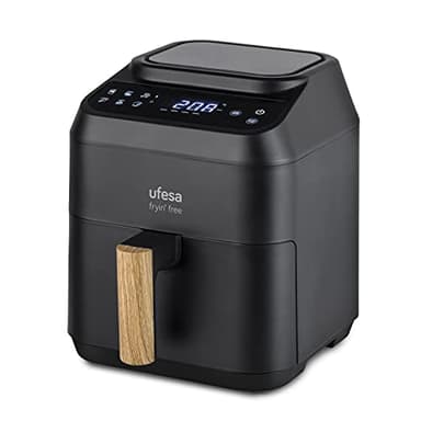 Ufesa AF2850 Fryin' Free Freidora de Aire Sin Aceite, 6 Programas, 1200W, 2.8L, Panel Táctil, Temporizador, Temperatura 80ºC - 200ºC, Sin BPA, Cubeta y Bandeja Anti-Adherentes, Cuerpo/Asa Tacto Frío