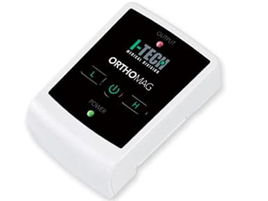 GIMA I-Tech Orthomag, para magnetoterapia de baja frecuencia doméstica y profesional, 2 programas de 75 Hz y 50 Hz, con batería, cargador, imán para prueba de emisiones, 2 bandas S y L, bolsa y manual